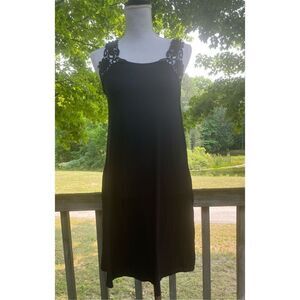 Caslon Women's Black Lace Sleeveless Micro Modal Blend Flowy Dress Size XS